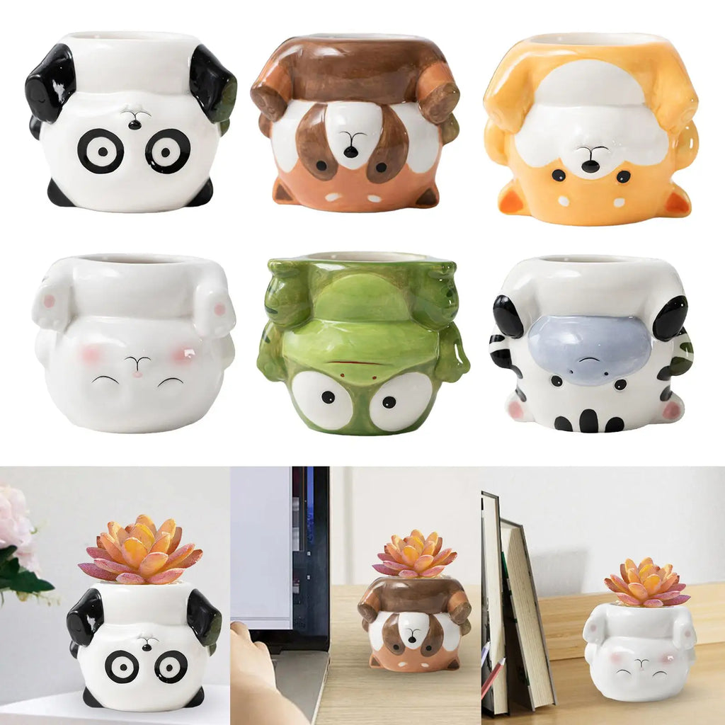 Cute Animal Ceramic Planter Pot – Indoor & Outdoor Flower Vase