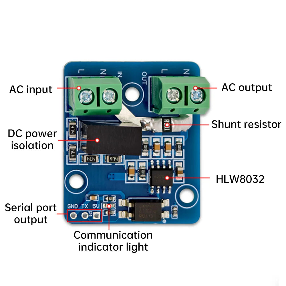 HLW8032 AC Voltage & Current UART Acquisition Module