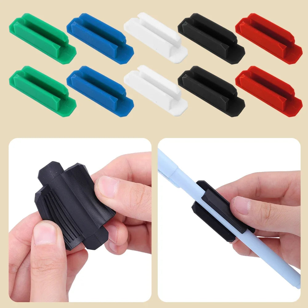 Self-Adhesive Silicone Pen Holder Clips for Desk & Laptop