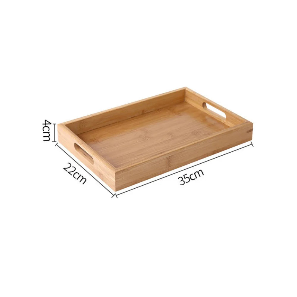 Retro Bamboo Wood Rectangular Storage Tray – Tea & Home