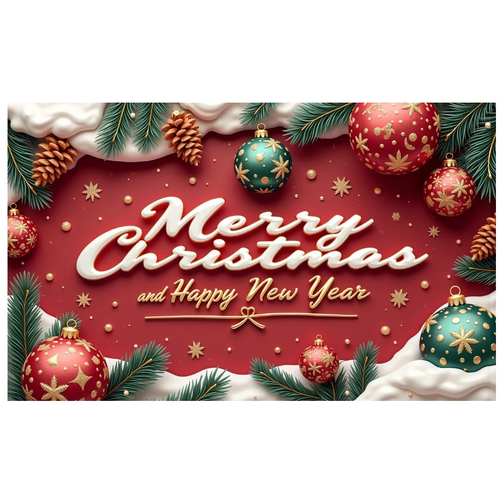 Christmas Polyester Photo Banner – Green Pine Holiday Decor