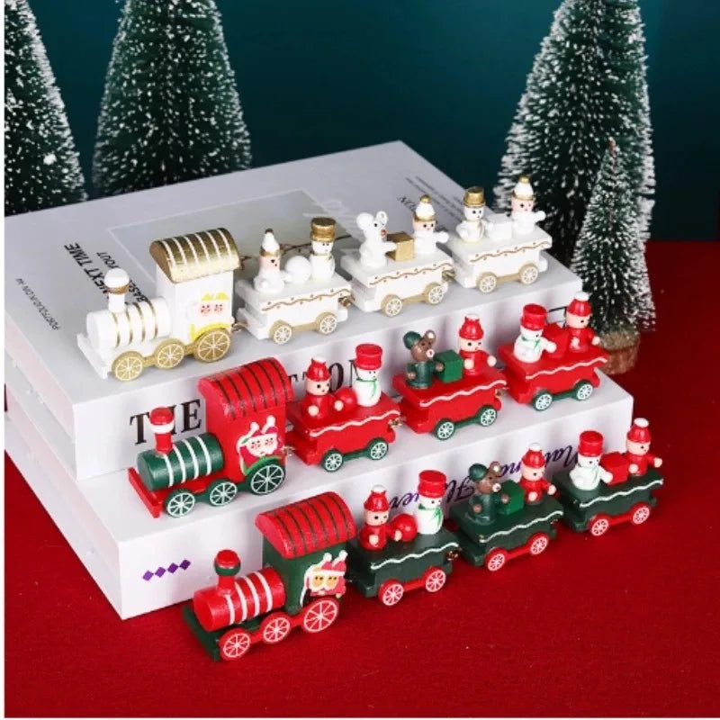 Wooden Christmas Train Ornament – Festive Desktop Décor Gift