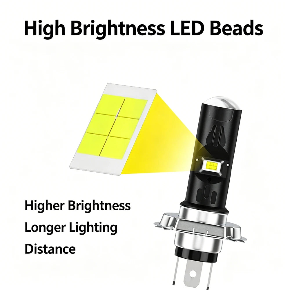 Motorcycle LED Headlight Bulb H4 H6 BA20D P15D – 40000LM