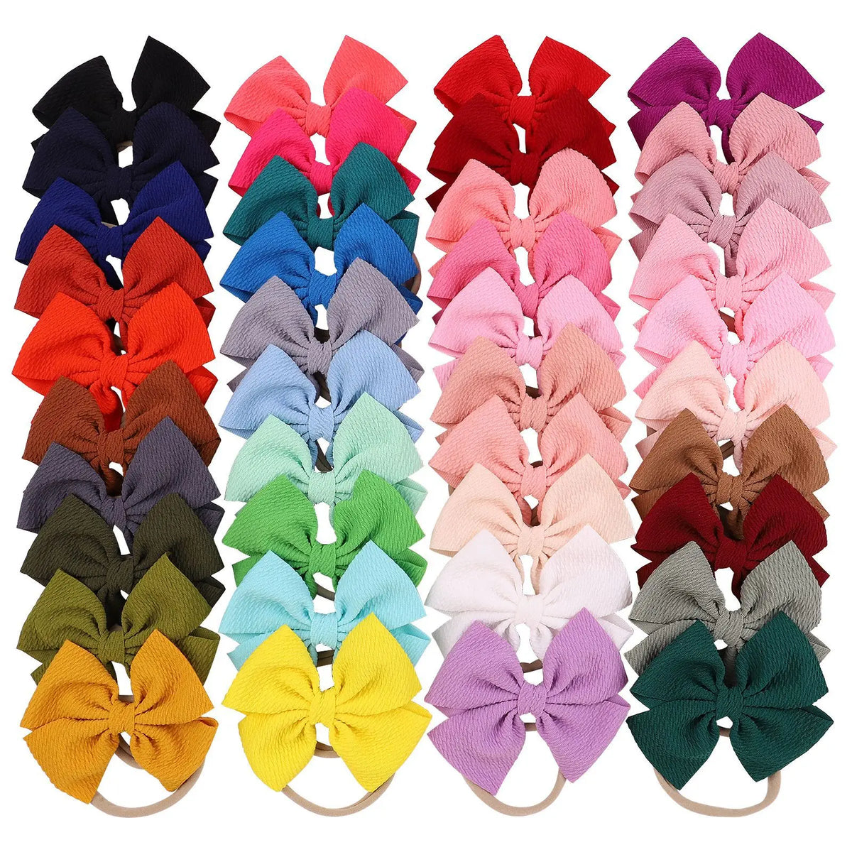 12-Pack Grosgrain Ribbon Hair Bows – Elastic Ponytail Holders