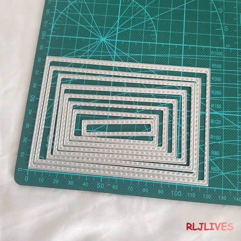 8-Piece Rectangle Frame Cutting Dies – DIY Scrapbooking Set