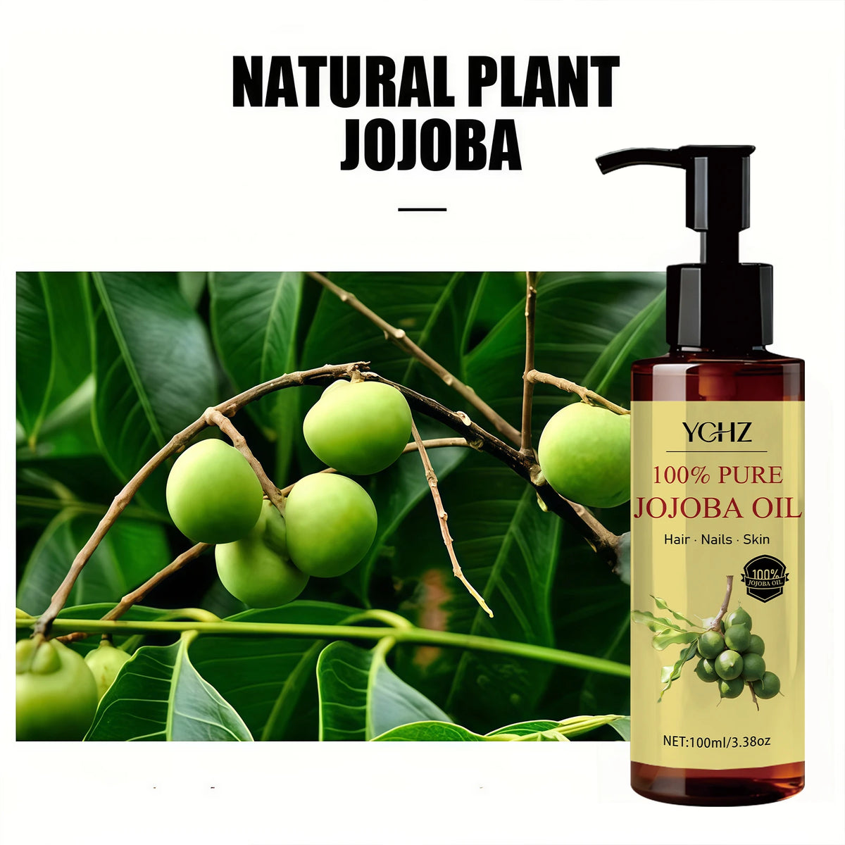 YCHZ Pure Jojoba Oil 100ml – Skin, Hair & Body Moisturizer