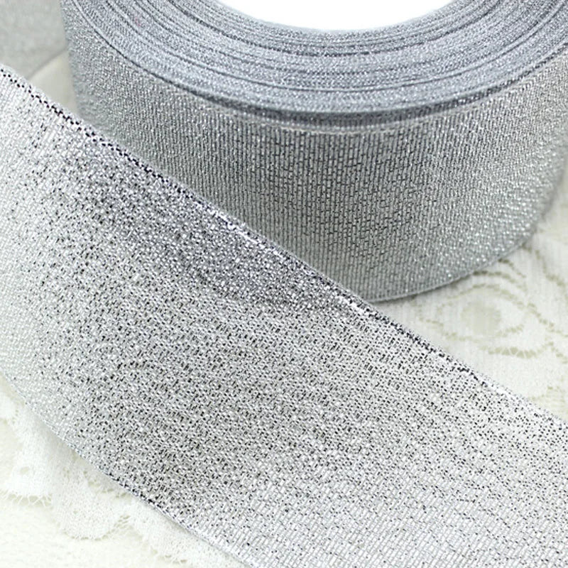 25 Yards Gold & Silver Metallic Ribbon 50mm – Gift & Wedding