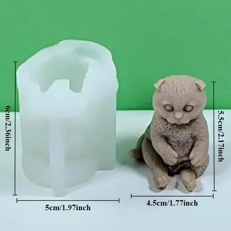 3D Seated Cat Silicone Mould – DIY Candle, Resin & Soap