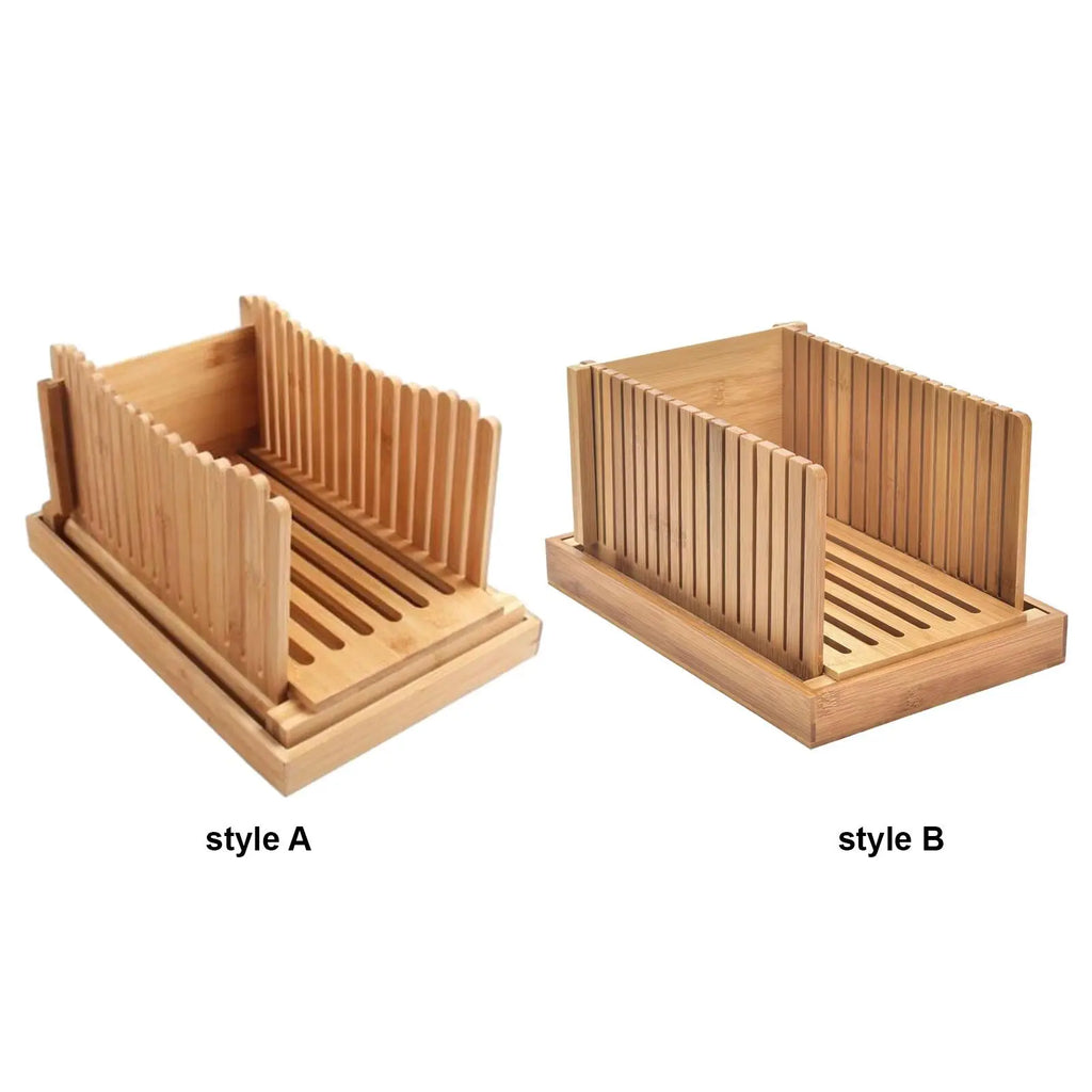Bamboo Bread Slicer with Crumb Tray | Foldable Loaf Guide