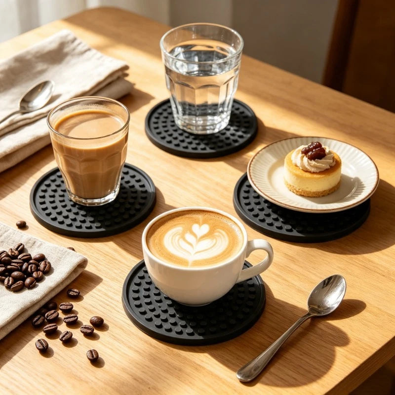6-Piece Silicone Drink Coasters – Non-Slip Heat Insulation Set