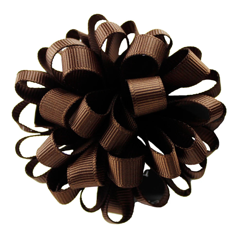 2-Pack Girls Grosgrain Ribbon Loopy Puff Hair Bow Clips