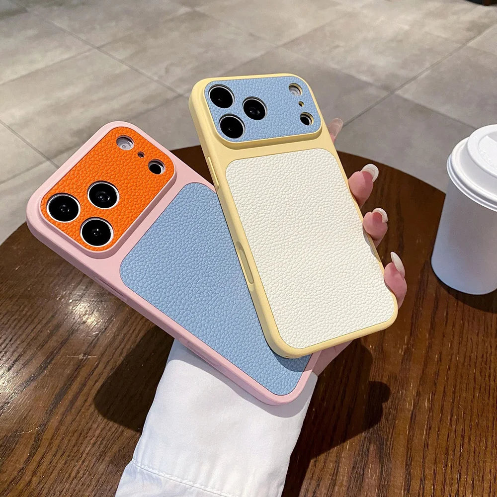 Lichee Leather iPhone Case – Shockproof Camera Window Cover