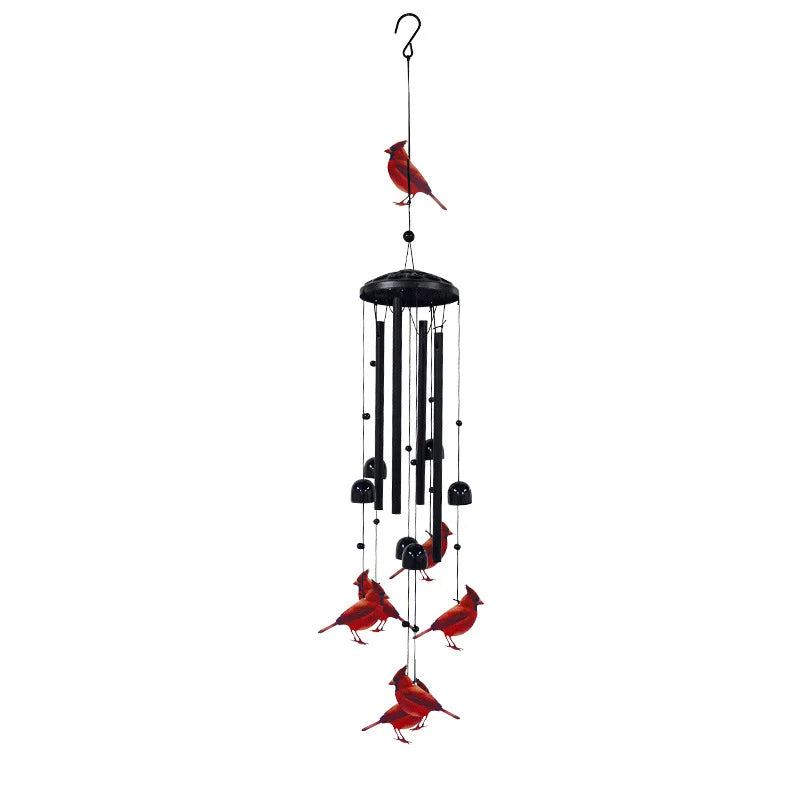 Cardinal Wind Chimes – Red Bird Metal & Crystal Outdoor Decor
