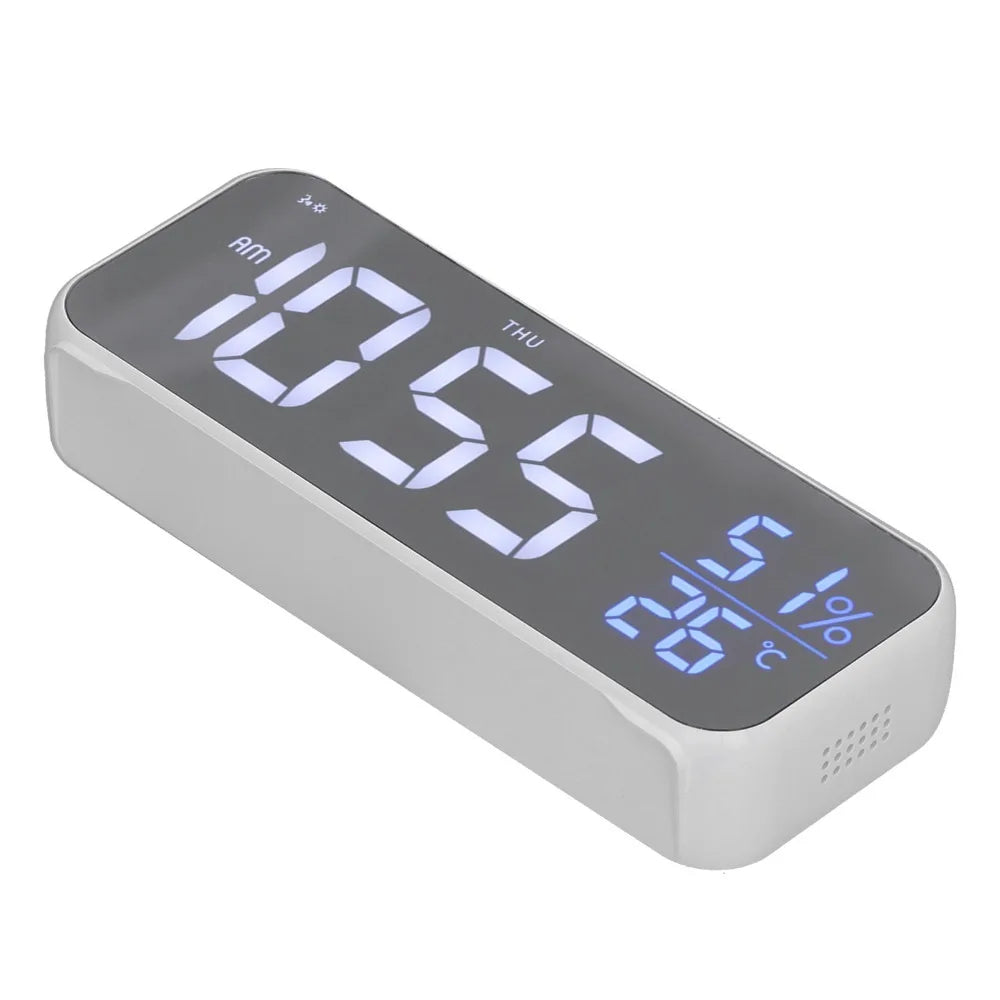 LED Digital Alarm Clock – USB-C, Temperature & Mirror Display