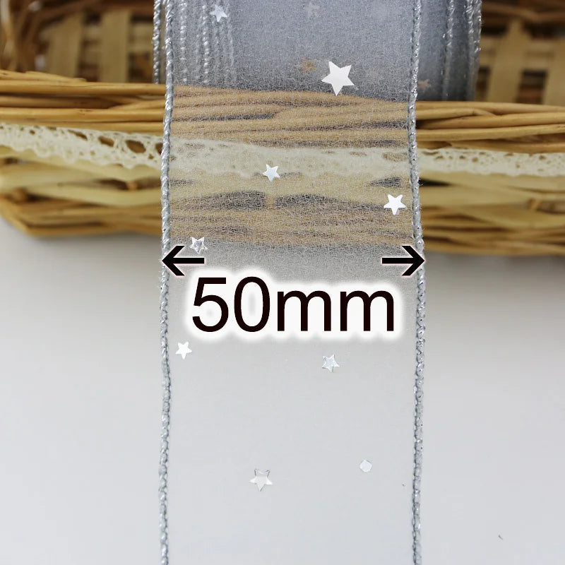 Stars Organza Ribbon 5 Yards 2" Wide | Hair Bows & Crafts