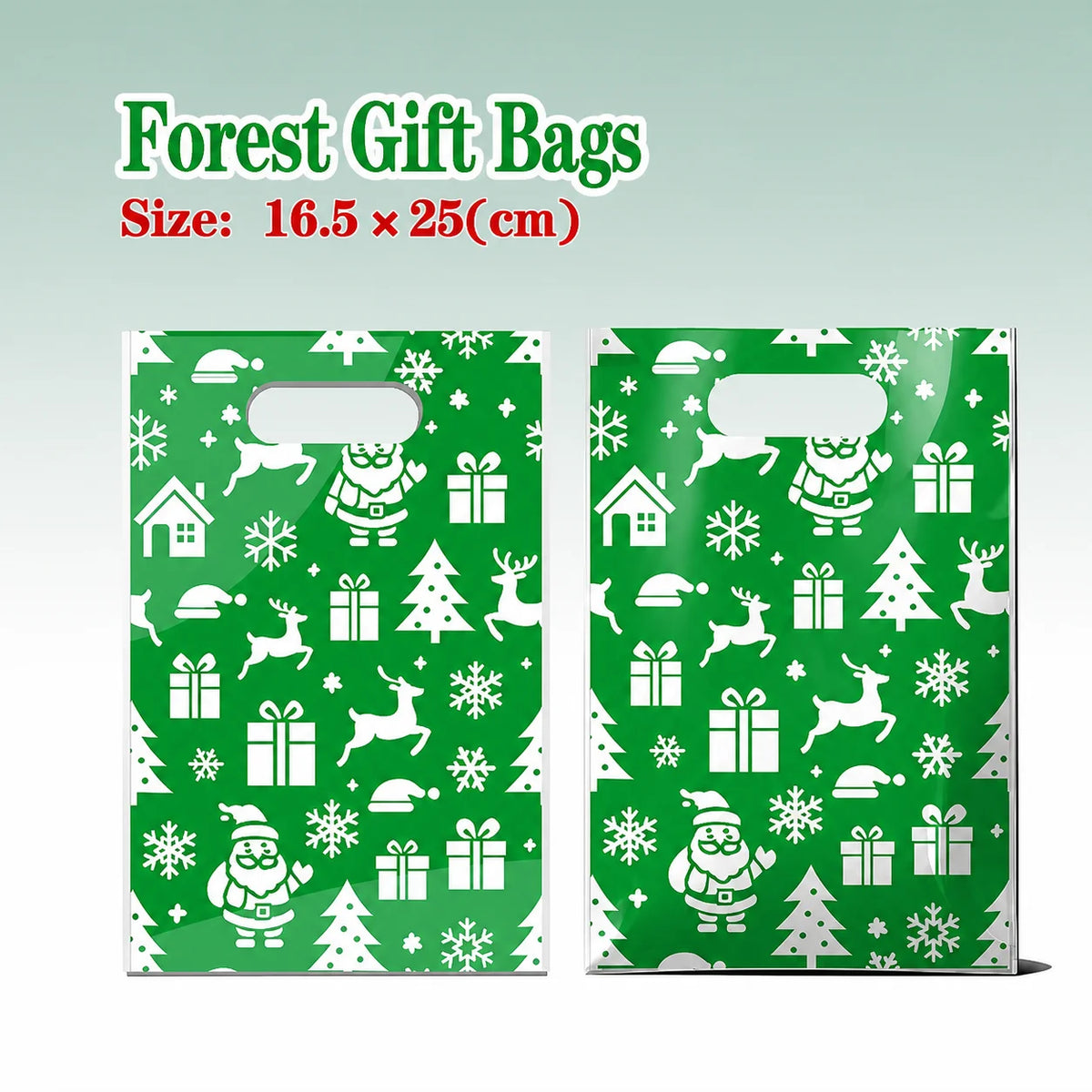 Christmas Handle Gift Bags PE Plastic 50pcs – 7 Designs