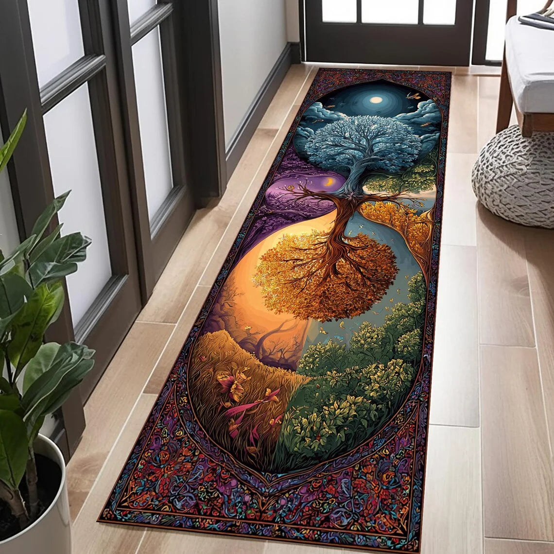 Mystic Nature Tree Runner Rug – Non-Slip Kitchen & Hallway Mat