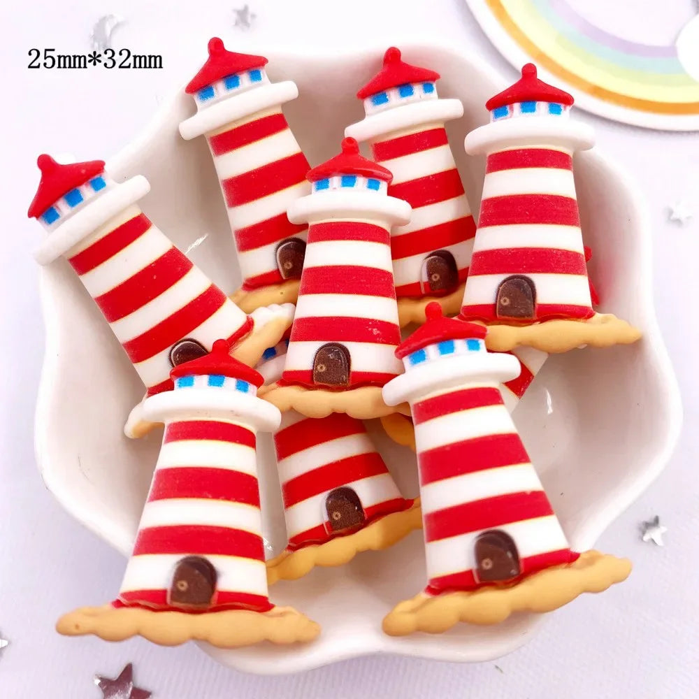 10PCS Kawaii Resin Beach Flatback Figurines – DIY Scrapbook Decor