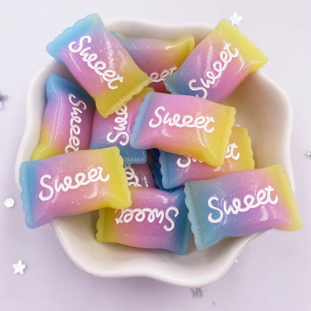 10pcs 3D Resin Glitter Candy Flatback Cabochons – DIY Craft