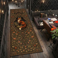 Boho Fox Forest Runner Rug – Non-Slip Moon Phase Fern Print