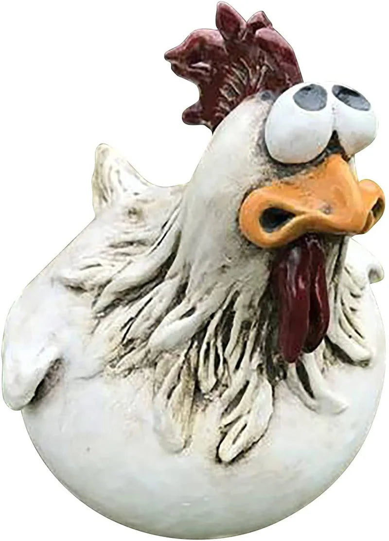 Big-Eyed Chicken Garden Ornament – Fence & Courtyard Decor