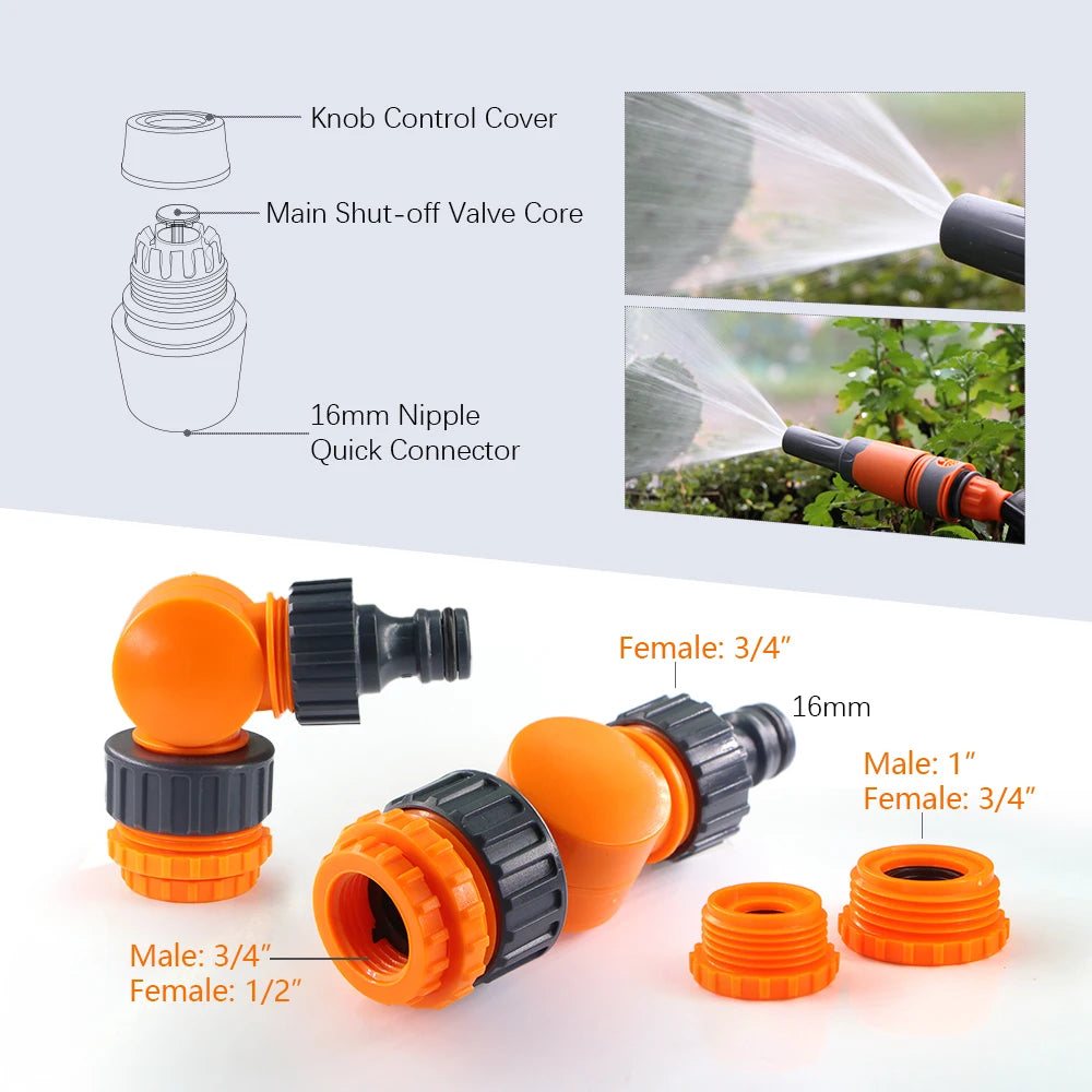 Quick Connect Garden Hose Nozzle Set 3/8" 1/2" 3/4"