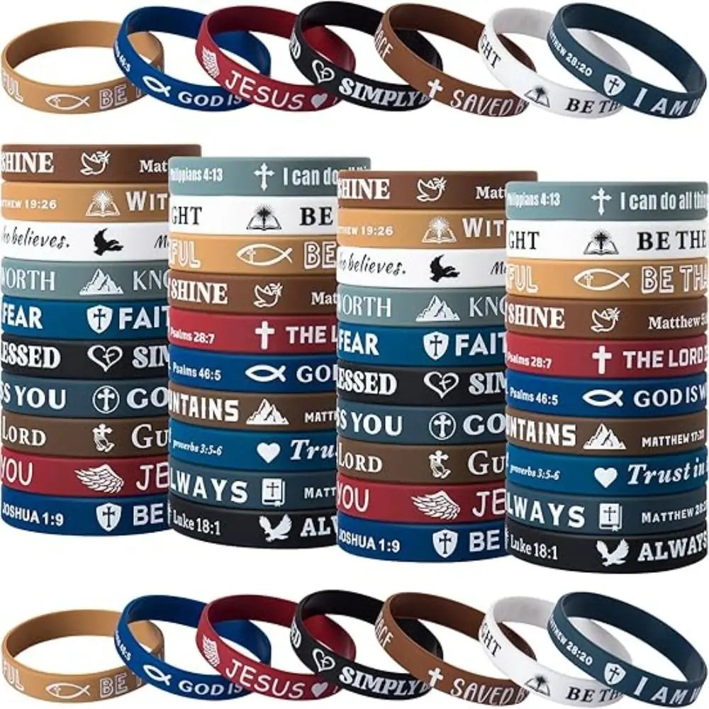 10-Pack Inspirational Bible Verse Silicone Bracelets | Christian