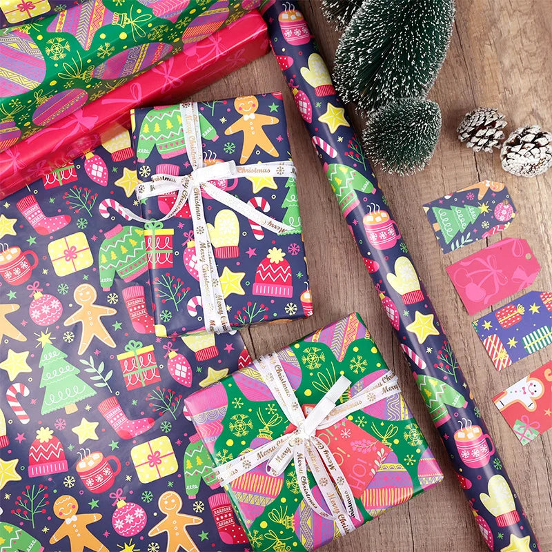 Christmas Kraft Wrapping Paper – Xmas Tree & Santa Design