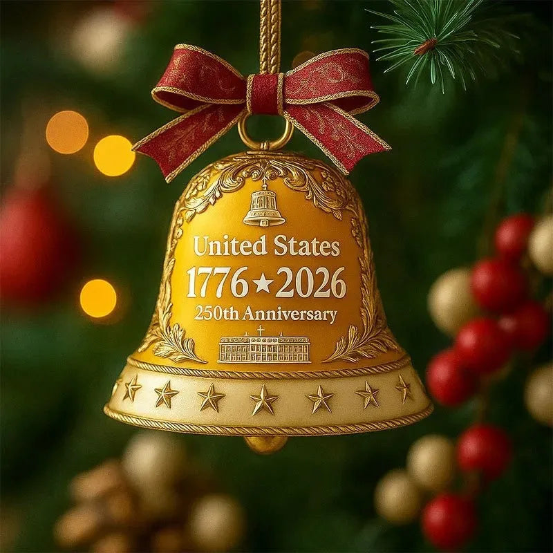 USA 250th Anniversary Bell Ornament | Patriotic Acrylic Decor