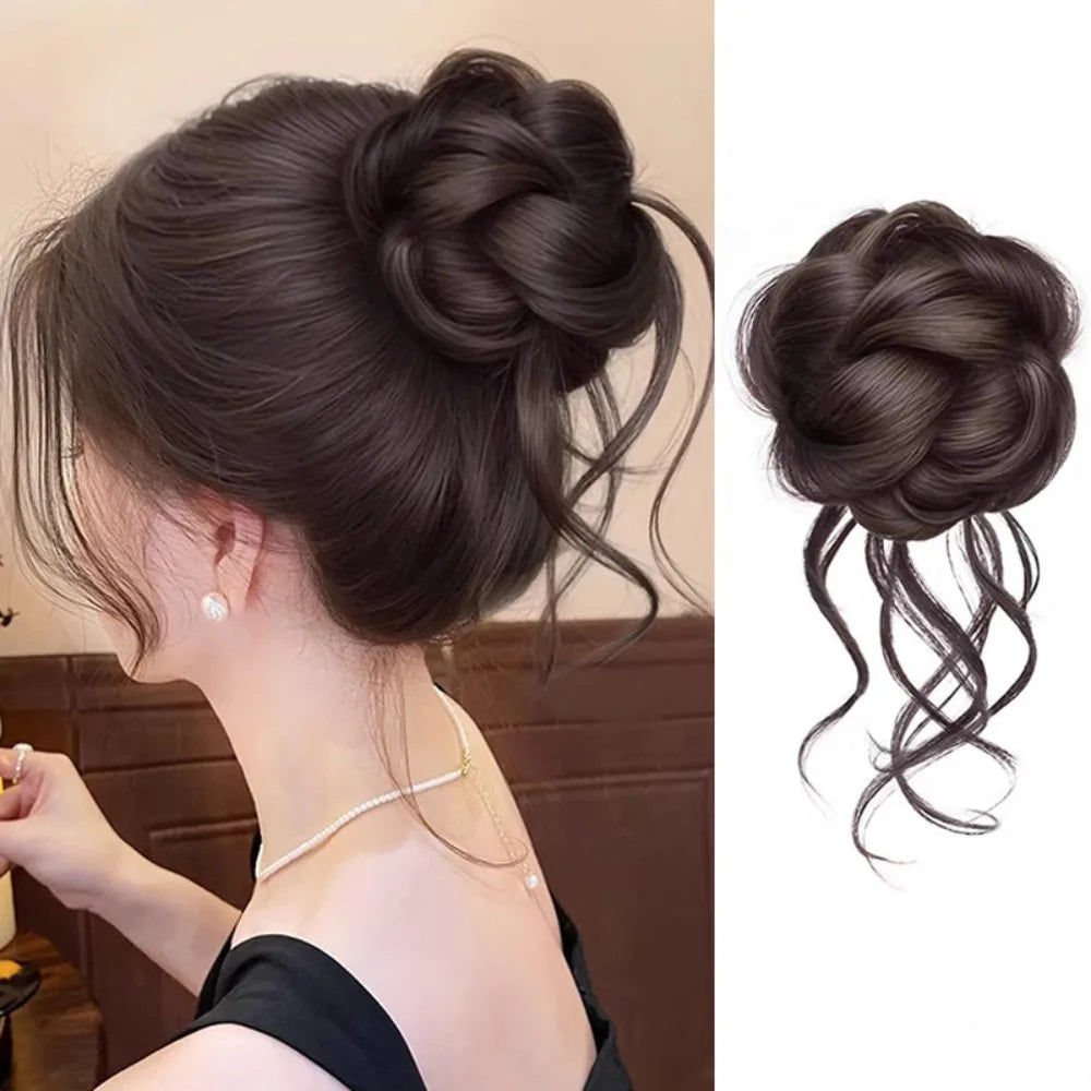 Synthetic Hair Bun Claw Clip – Fluffy Hairpiece for Women