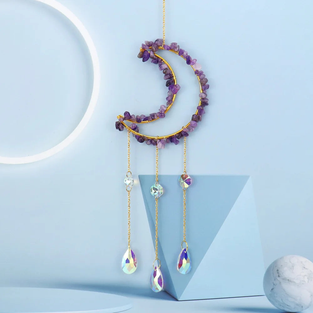 Moon Crystal Suncatcher – Rainbow Hanging Window Decor