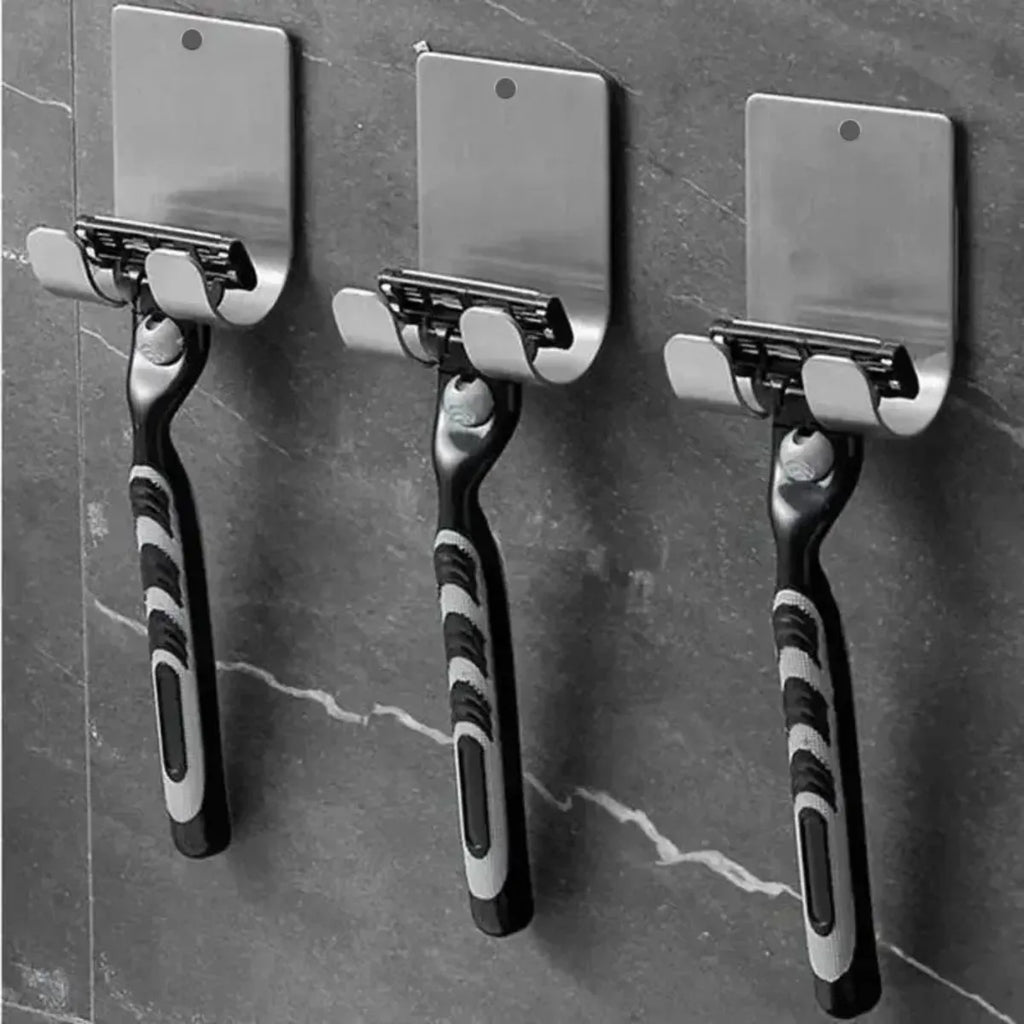 2-Pack Stainless Steel Razor Holder & Bathroom Shaving Organizer