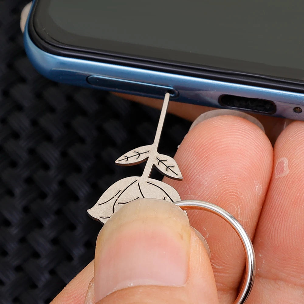 Rose Shape SIM Card Eject Pin Keychain | Stainless Steel