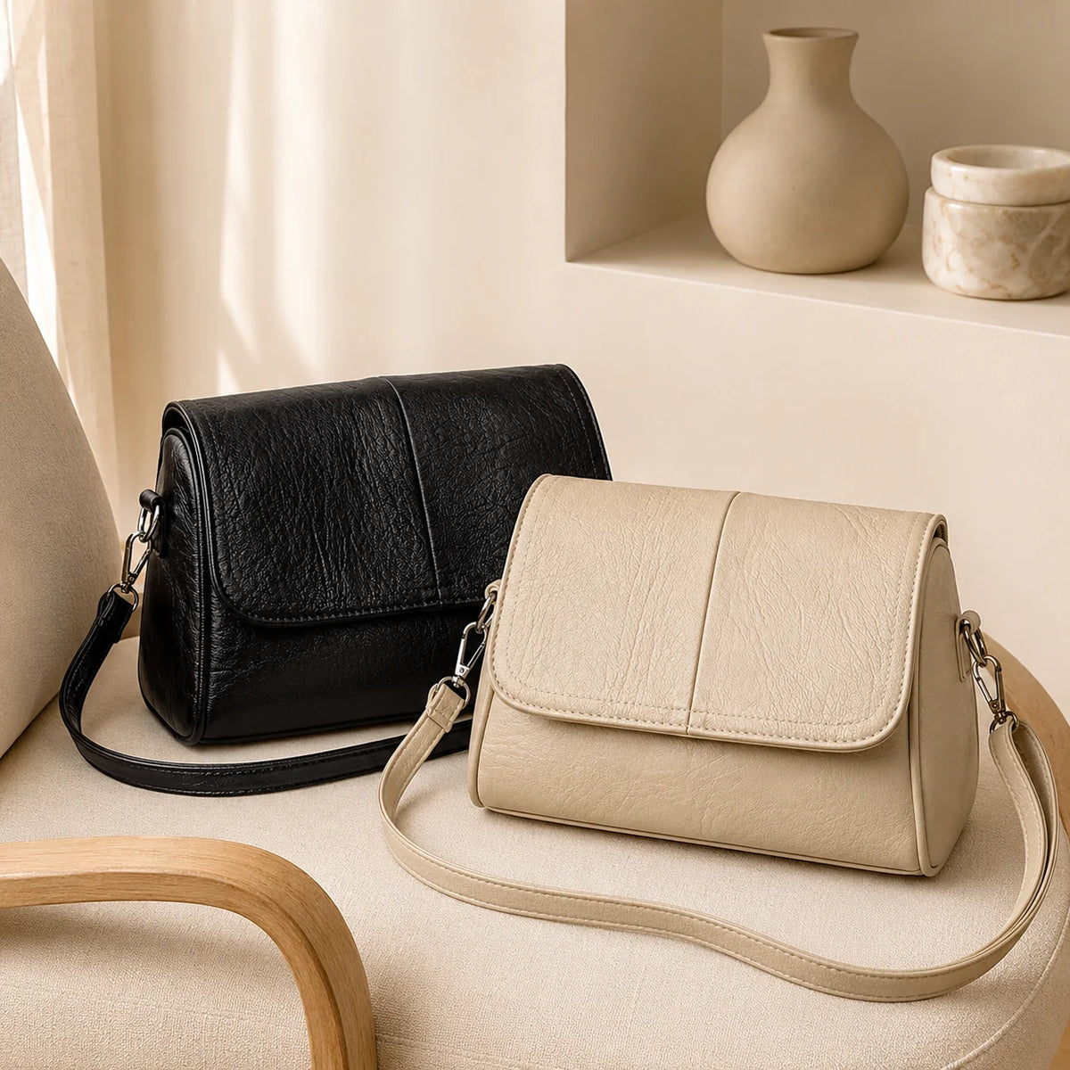 Women's PU Leather Crossbody Flap Bag | Small Shoulder Purse