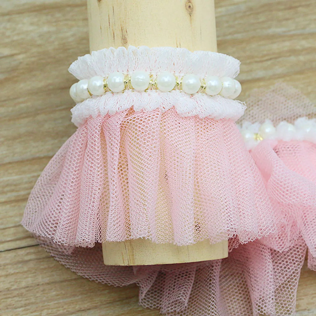 6cm Pearl Pleated Mesh Lace Trim – 1 Yard DIY Sewing