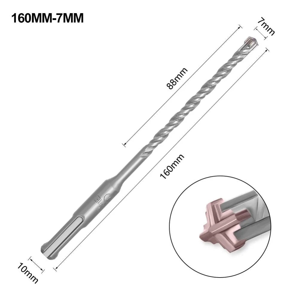 SDS Plus Concrete Drill Bit – 4 Cutter Cross Tip, 5–12mm
