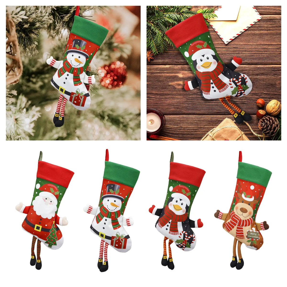 Christmas Stocking Gift Bag – Fireplace & Tree Hanging Decor