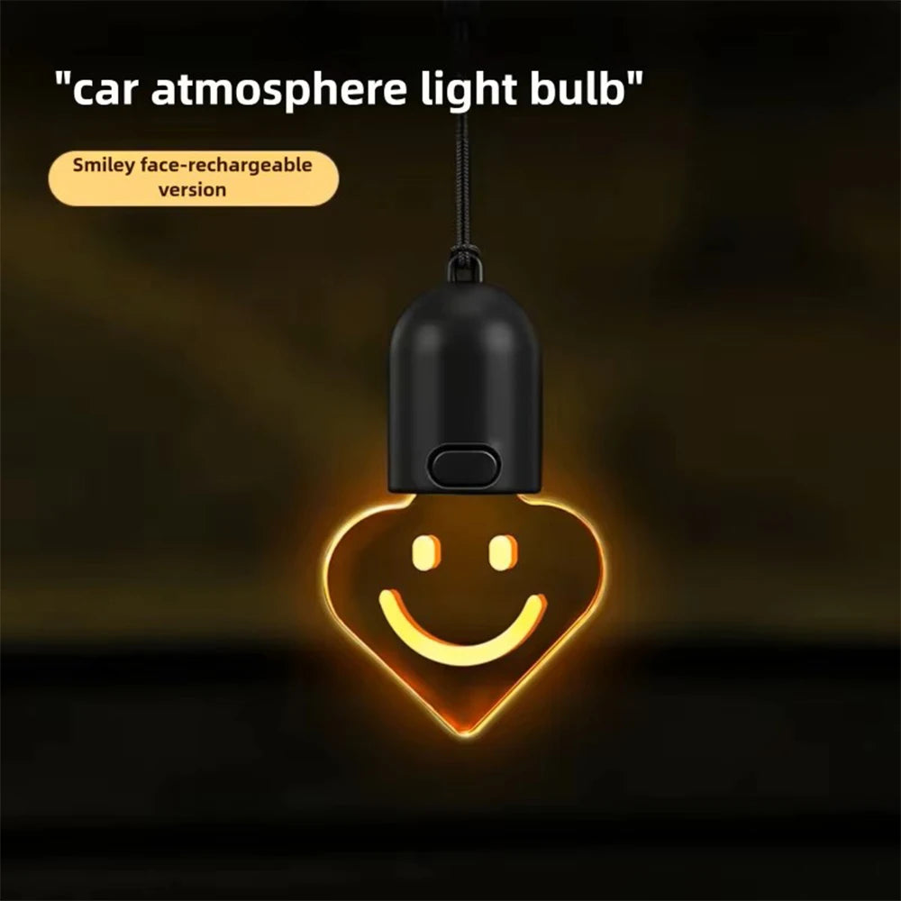 Heart Smiley Mini Bulb Car Ambient Light – Rearview Mirror Decor