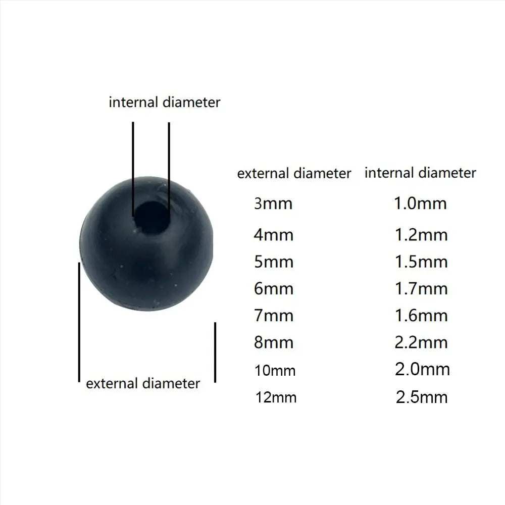 Black Plastic Fishing Beads 100PCS – Round Stop Beads 3–12mm