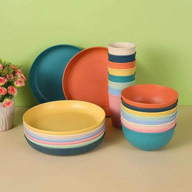 Wheat Straw Dinnerware Set – Eco-Friendly Plates Cups Bowls