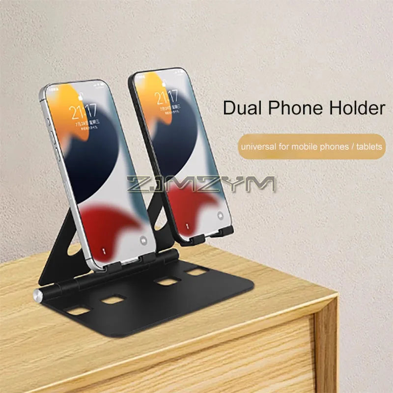 Foldable Dual Phone & Tablet Desktop Stand | Adjustable Metal