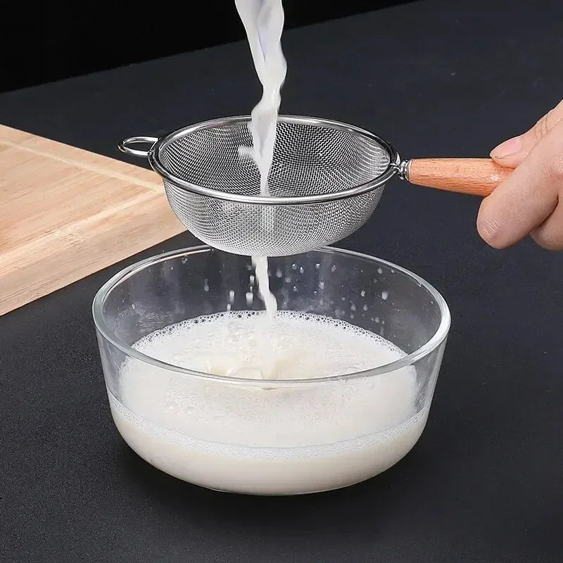 Stainless Steel Fine Mesh Strainer with Wooden Handle