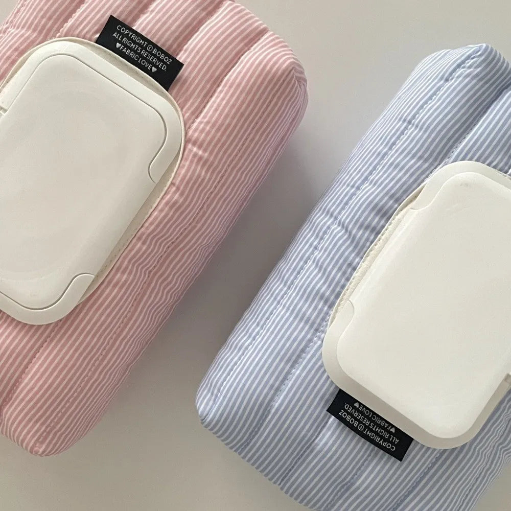 Striped Quilted Wet Wipe Pouch | Portable Tissue Organizer