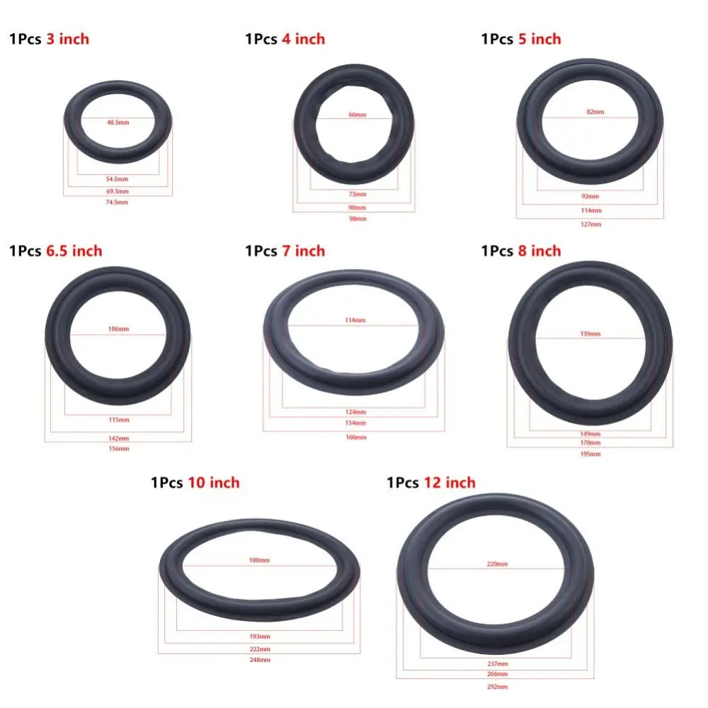 Rubber Speaker Edge Surround Repair Ring – 3 to 12 Inch