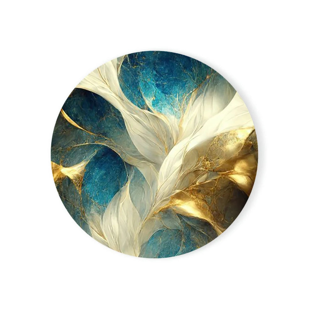 Watercolor Abstract Ceramic Coaster with Cork Base | Round