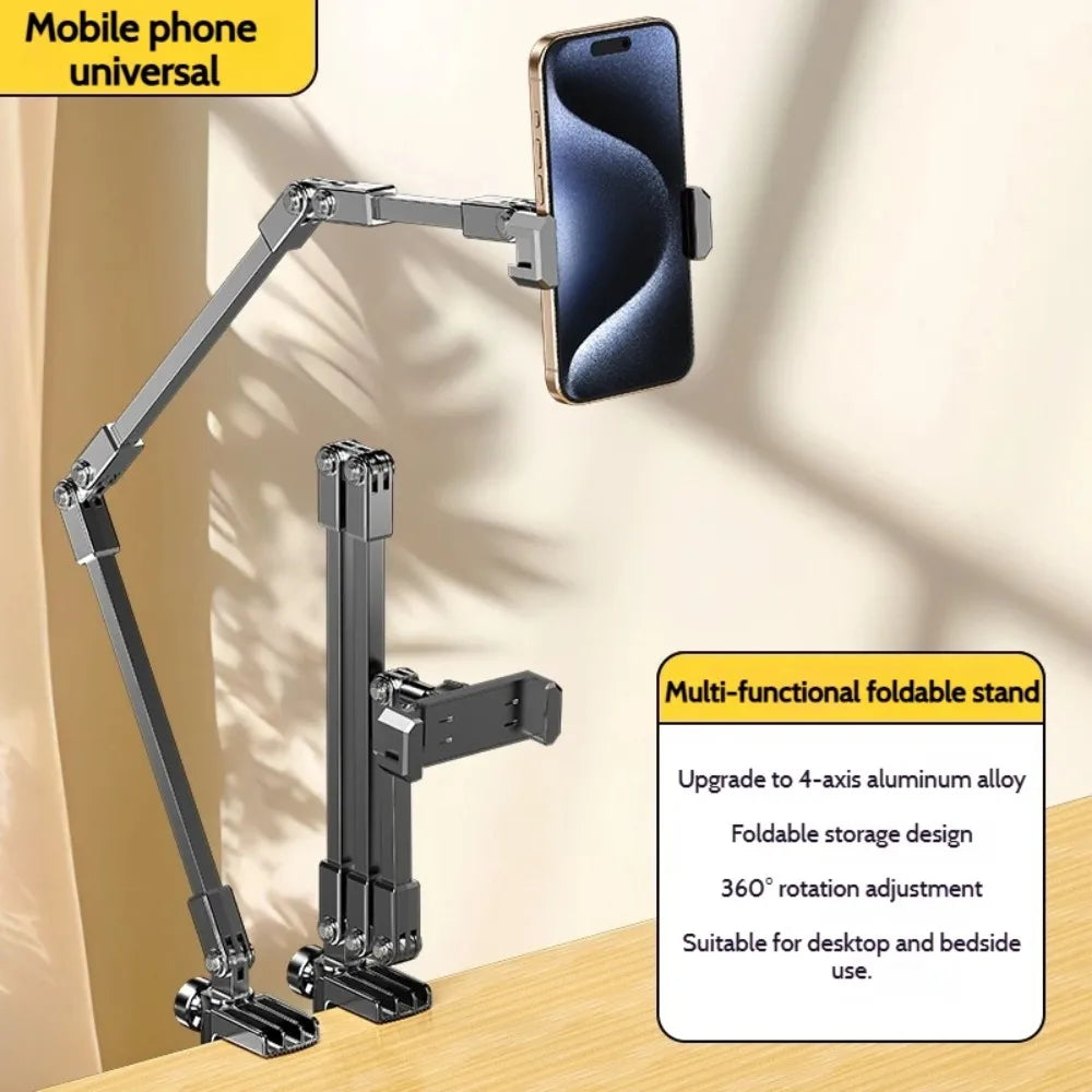 Foldable Tablet & Phone Stand – 3-Section Arm, 5–12 Inch