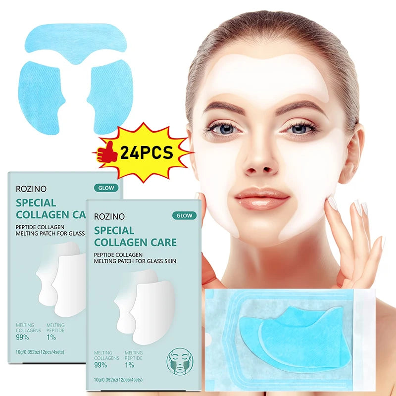ROZINO 24-Piece Dissolvable Collagen Face Mask – Hydrating & Firming