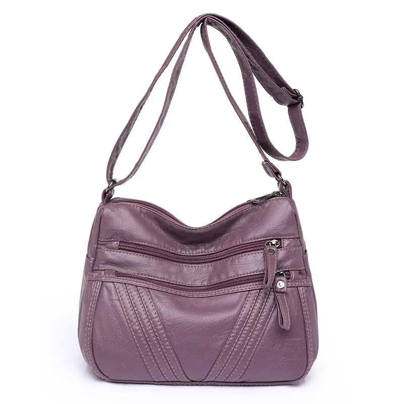 Women's Washed PU Leather Large Crossbody Shoulder Bag