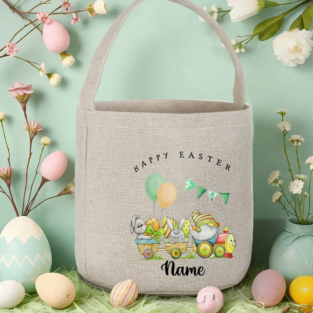 Personalized Easter Basket – Custom Name Foldable Bunny Bag