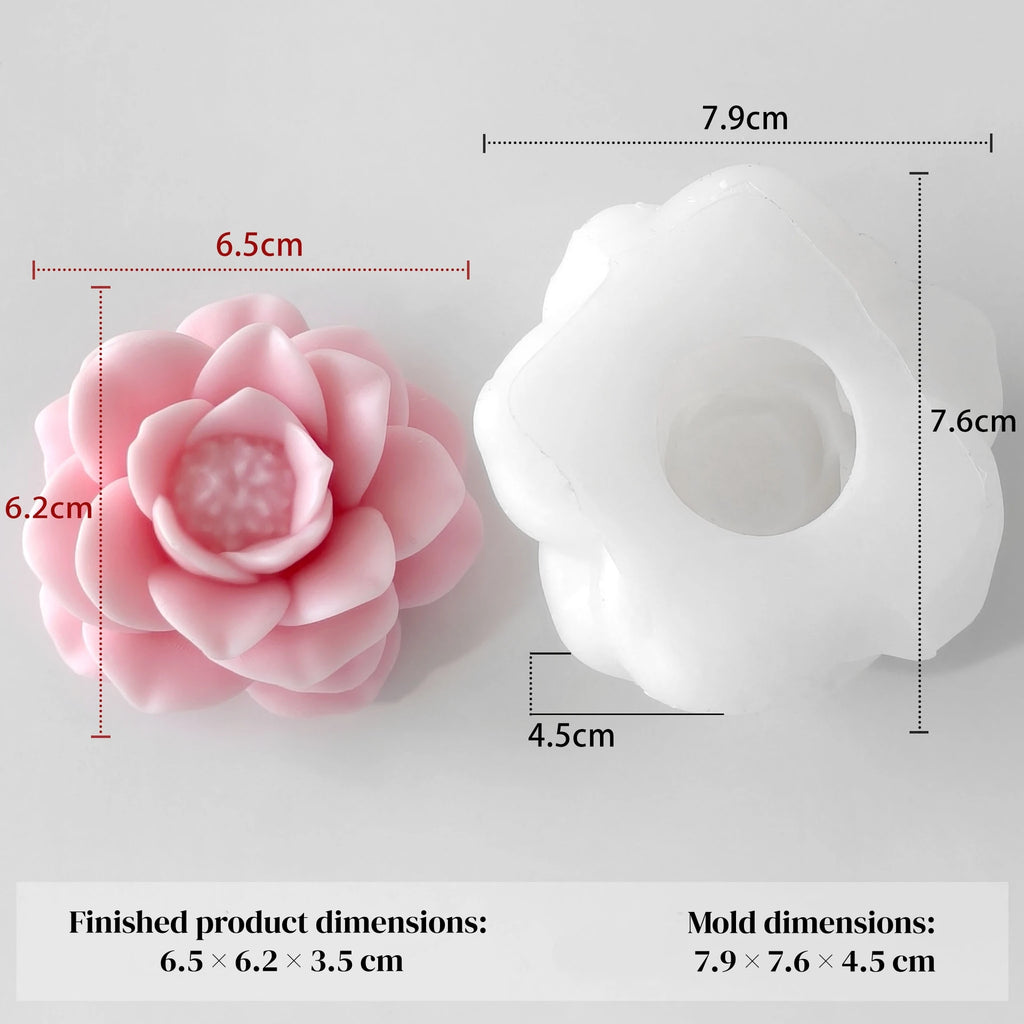 3D Peony Rose Silicone Mold – Candle, Resin & Cake DIY Mold